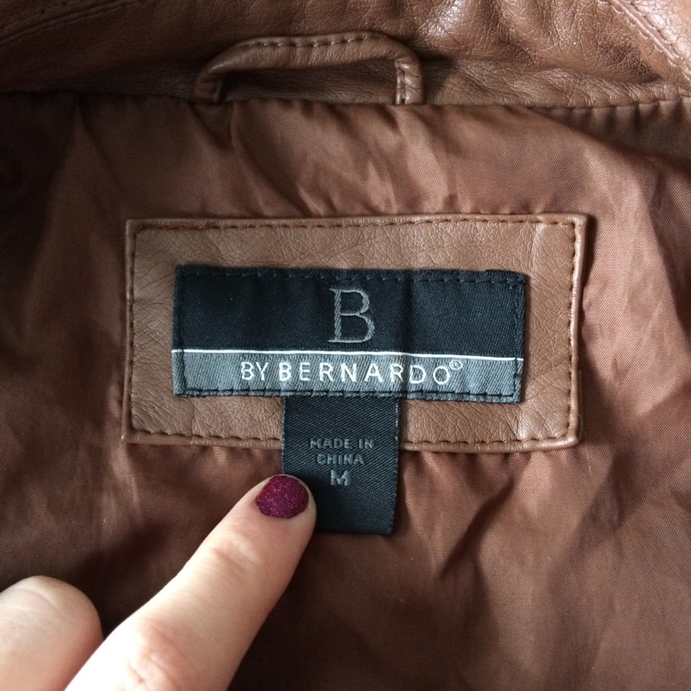 Brown Vegan Leather Jacket - Picture 4 of 7